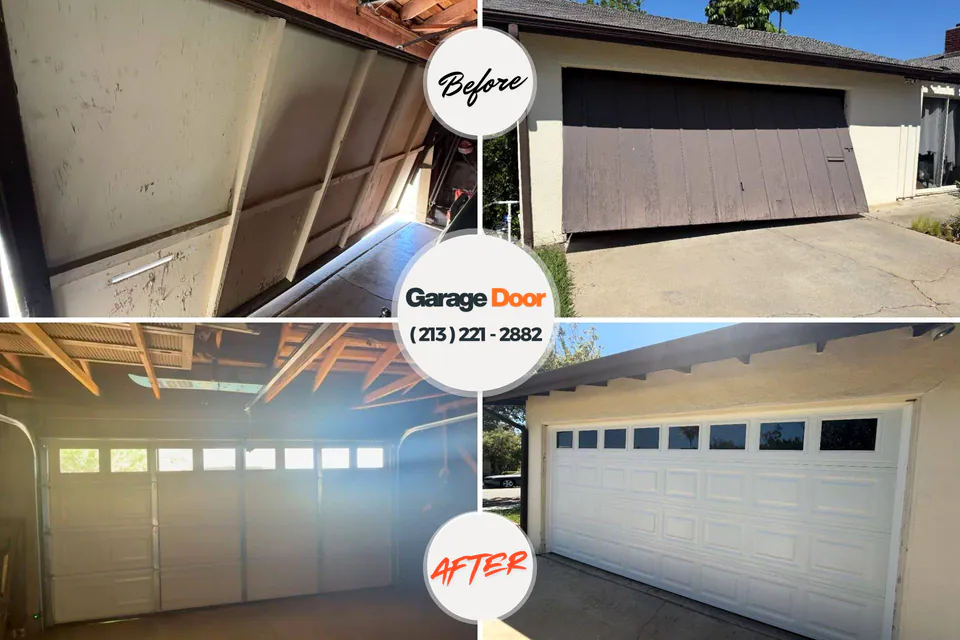 Before and after: garage door repair Lobelville, TN